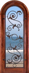 Facroy Direct Doors Mahogany Arch Top Wine Cellar with wrought iron