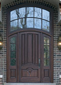 Facroy Direct Doors EXTERIOR SOLID WALNUT 4 PANEL RAISED PANEL ARCH TOP SDS WITH TRANSOM