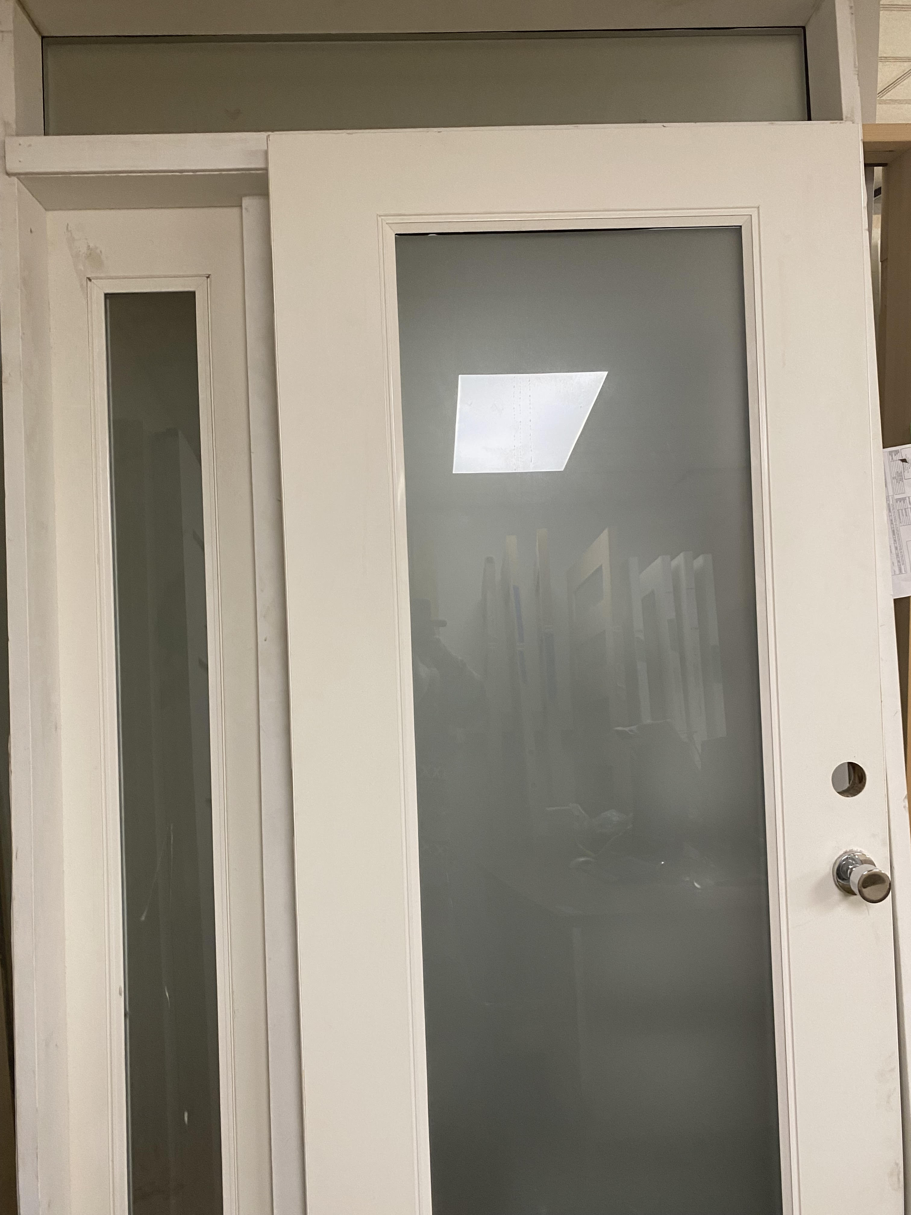 Facroy Direct Doors EXTERIOR FIBERGLASS PAINT GRADE FULL 1 LIGHT WHITE LAMI SIDE LIGHT TRANSOM UNIT