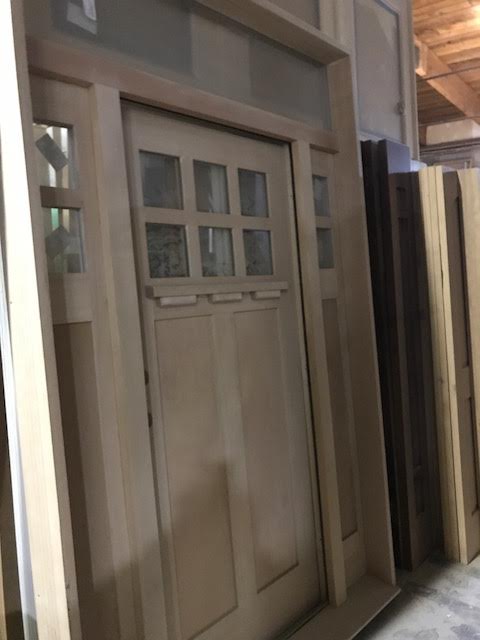 Facroy Direct Doors EXTERIOR SOLID HEMLOCK ENTRY UNIT WITH TRANSOM AND CRAFTSMAN DOOR